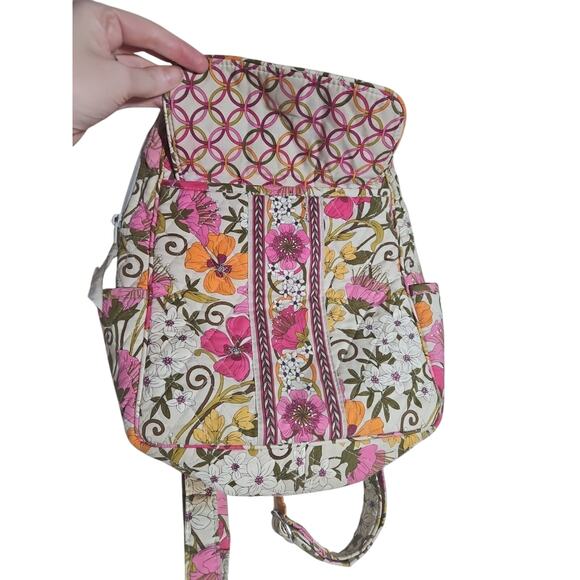 Vera Bradley Backpack Purse Pink Orange Floral - Picture 2 of 5